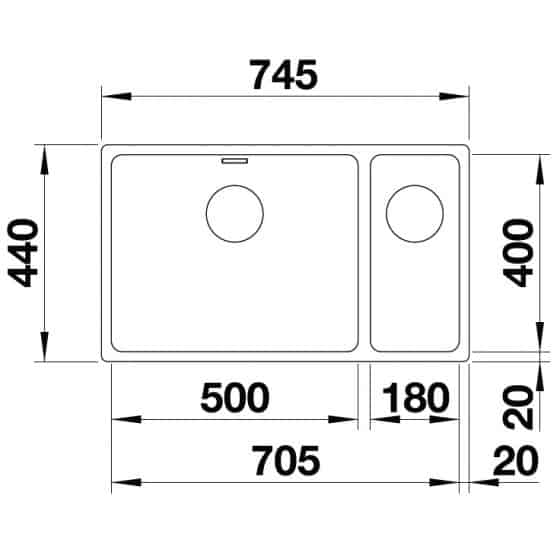 Blanco Andano 500/180-U Inox InFino Blanco Andano 500/180-U Inox InFino