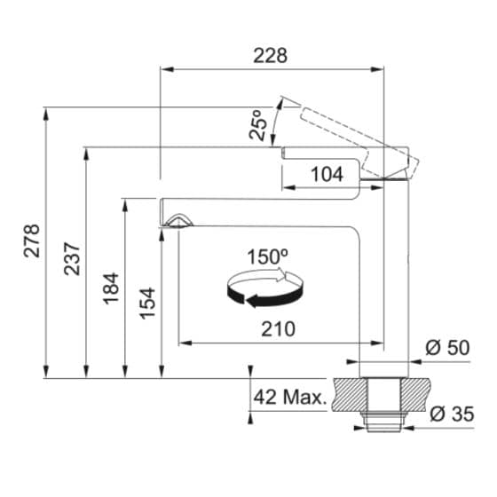 Franke Centro Noir Mat à bec Franke Centro Noir Mat à bec