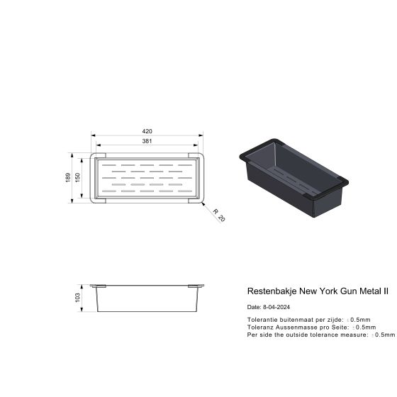 Reginox Colander New York Gun Metal II R39175 Reginox Colander New York Gun Metal II R39175